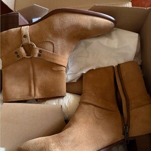 Frye Tan Leather Ankle Boots